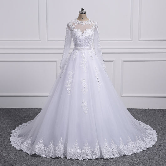 Two Pieces Lace A LINE Wedding Dresses with Detachable Train – Bling ...