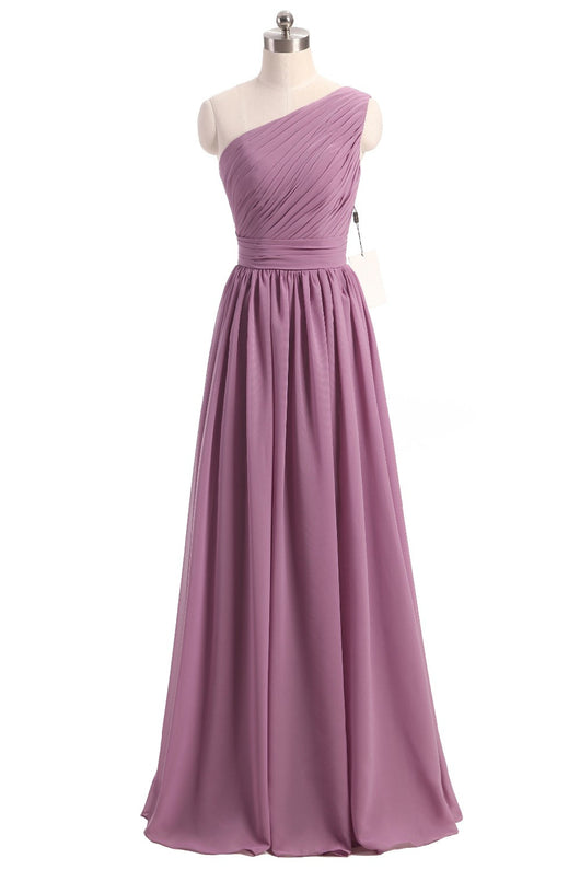 Long Chiffon one shoulder Bridesmaid Dress At Bling Brides Bouquet - O ...