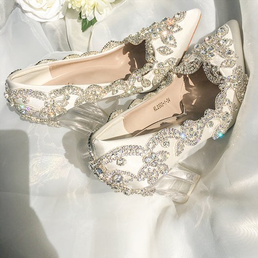 clear wedding heels