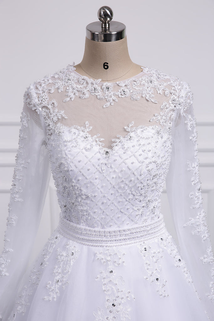 Two Pieces Lace A LINE Wedding Dresses with Detachable Train – Bling ...