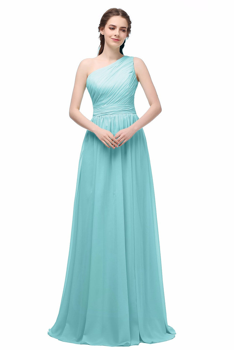 Long Chiffon One Shoulder Bridesmaid Dress At Bling Brides Bouquet O Bling Brides Bouquet 