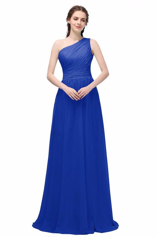 Long Chiffon one shoulder Bridesmaid Dress At Bling Brides Bouquet - O ...