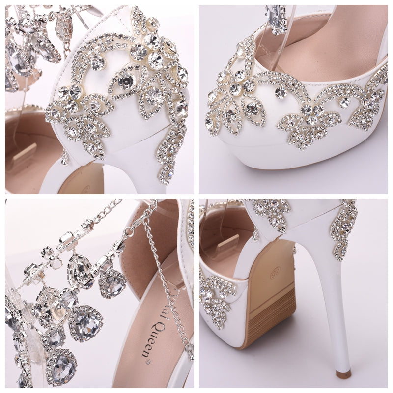 Bling Bridal Crystal Wedding Shoes ankle strap Bridal heels – Bling ...
