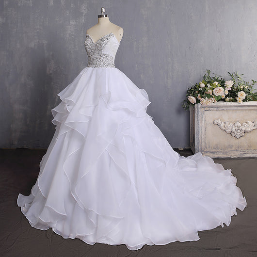 Bling Ball Gown Wedding Dress With Corset Back Ruffled Wedding Dresses ...
