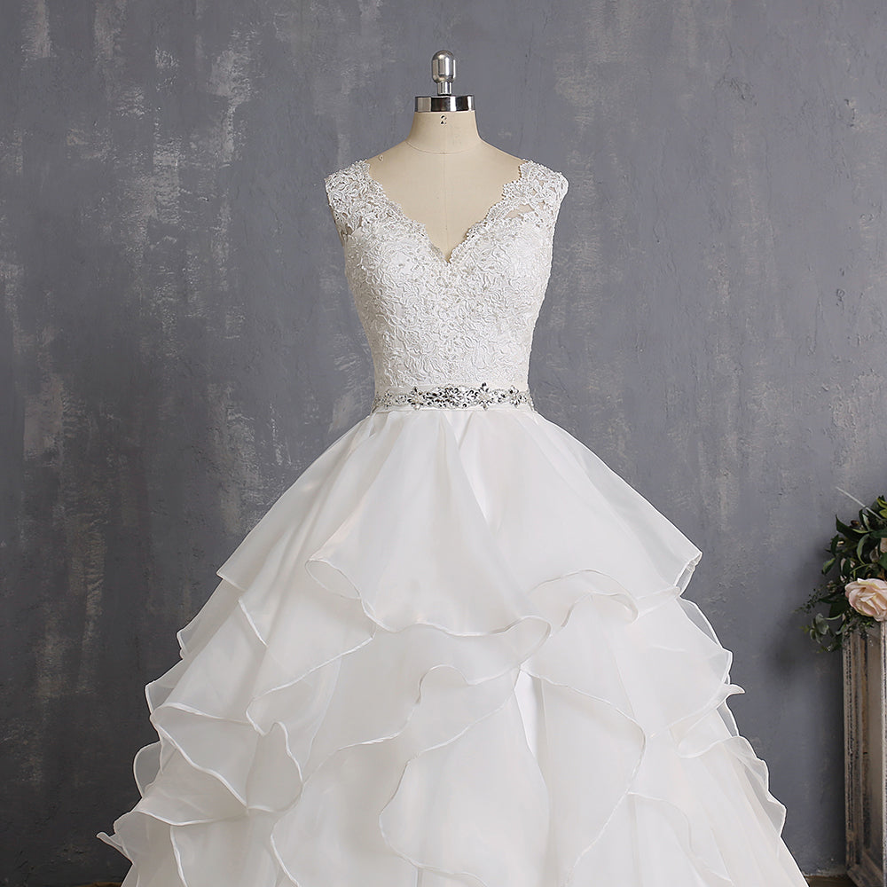 Ruffles Princess Wedding Dresses with Beaded Lace at Bling Brides ...