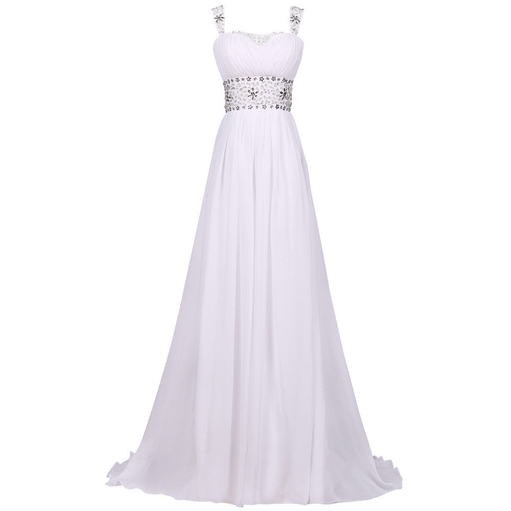 White Chiffon Beach Wedding prom party dress at Bling Brides Bouquet O ...
