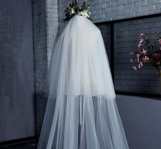 two tier ivory wedding veil