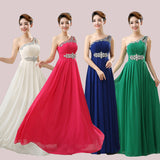 One shoulder evening /bridesmaids dress at Bling Brides Bouquet online Bridal Store