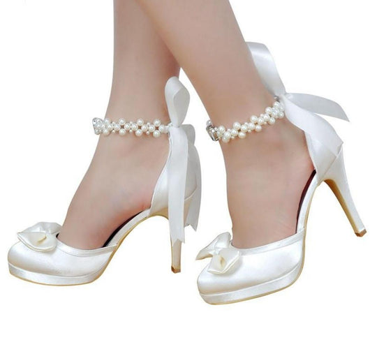 white ankle pumps