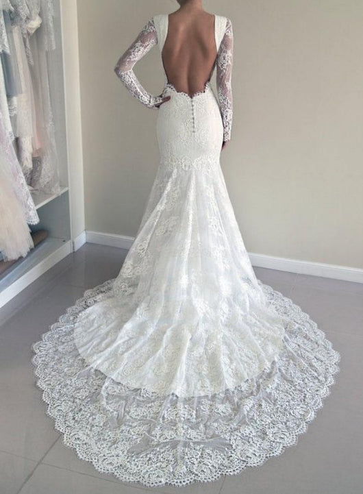 Sexy Wedding Dresses, Long Sleeves Wedding Dresses,Lace Wedding Dresse ...