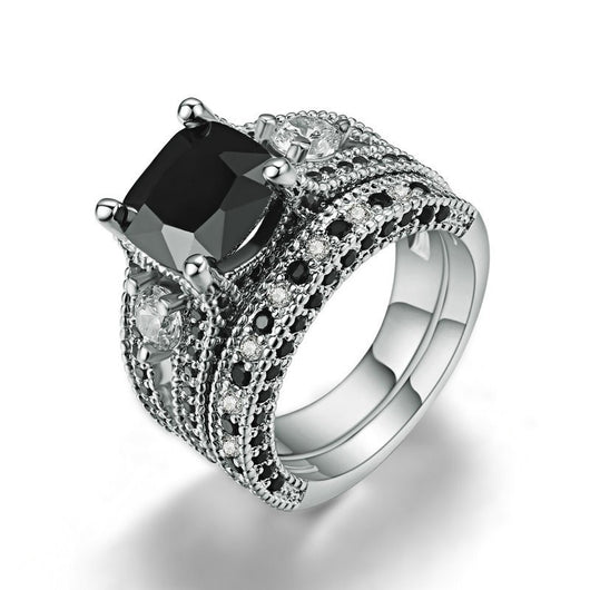 Black Topaz diamond and crystal Black Gold Filled Bridal Engagement We ...
