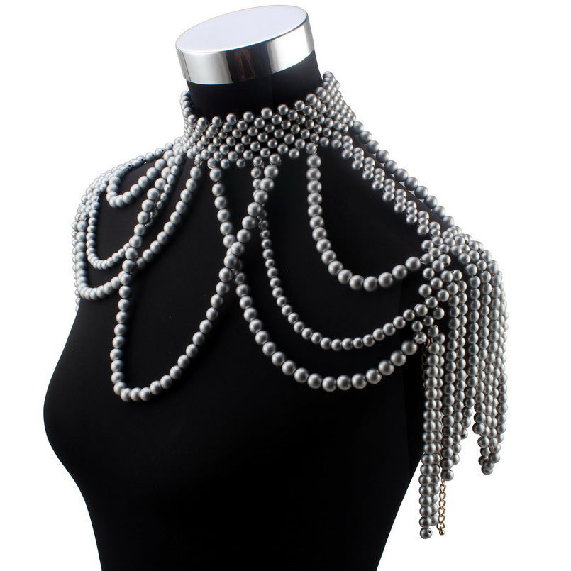 Pearl Bridal Shoulder Necklace Beaded Jewelry For Wedding Party – Bling ...