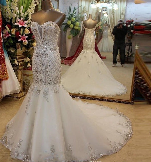crystal mermaid wedding dress