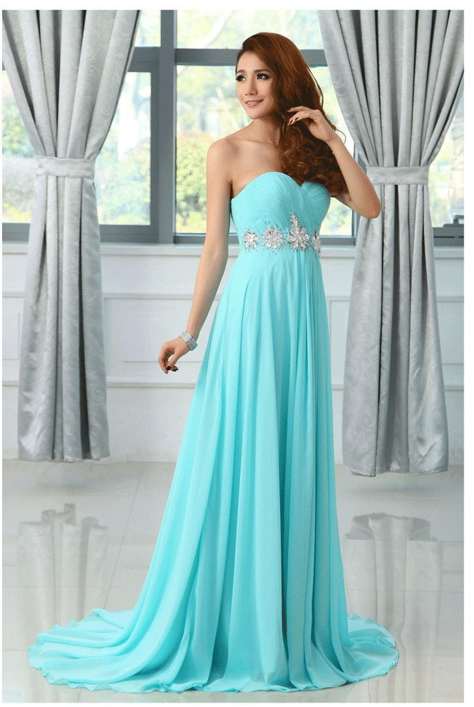 Chiffon turquoise colored bridesmaid dress at Bling Brides Bouquet onl ...