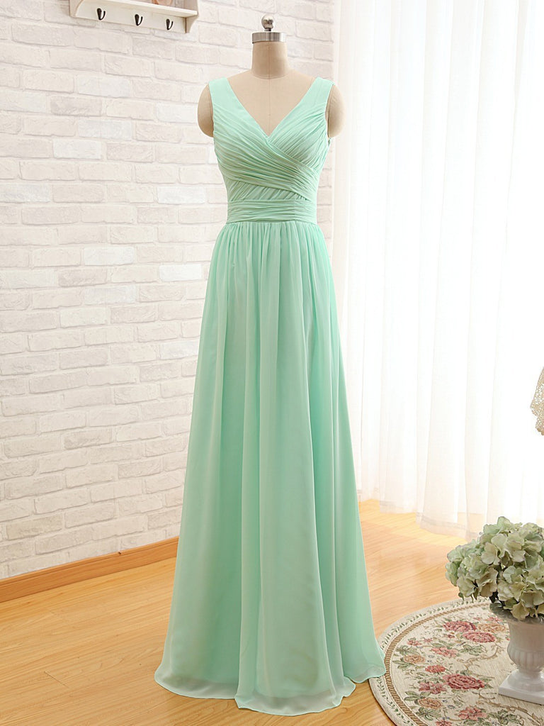 Long Chiffon V Neck Bridesmaid Dress At Bling Brides Bouquet - Online ...