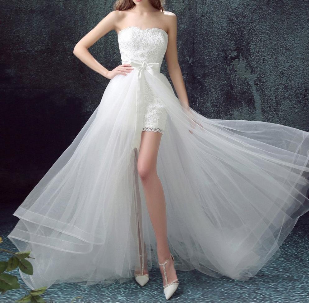 High Low Wedding Dress With Detachable Skirt At Bling Brides Bouquet O Bling Brides Bouquet 7458