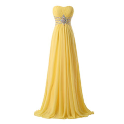 Yellow Chiffon Prom Gown at Bling Brides Bouquet online bridal store
