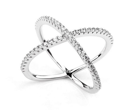 Criss Cross Engagement Ring Wedding Eternity Band Womens Simulated Dia ...