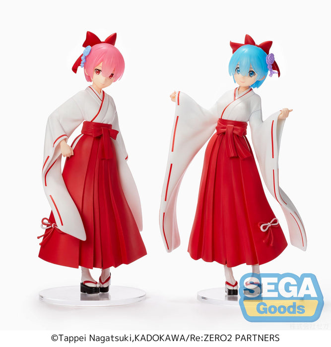 Re Zero Ram Rem Shrine Maiden Style Sega Character Prize Figure Kozuguru