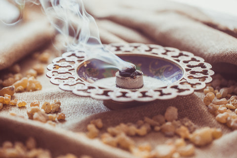 Frankincense burning on a hot coal.