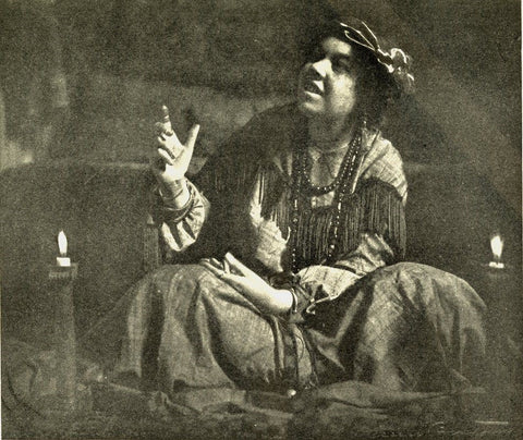 Photograph of Pamela Colman Smith reciting a folktale