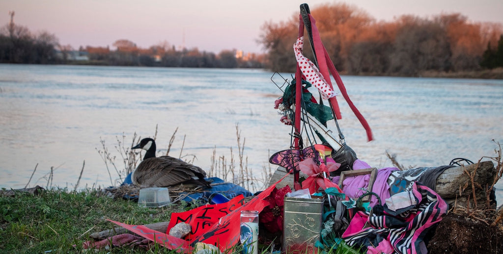 Makeshift memorial to Tina Fontaine - one of hundreds of Indigenous women and girls murdered or missing in Canada.