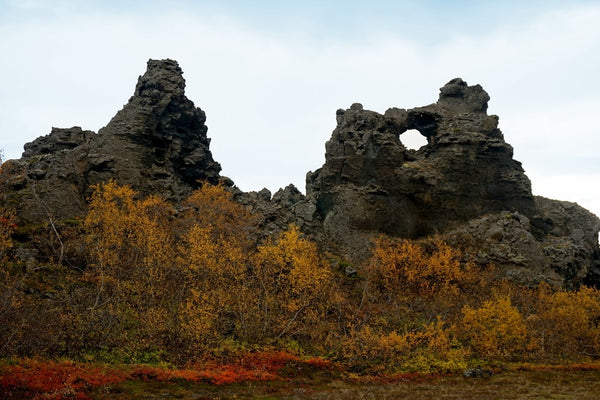 Volcanic rock formations at Dimmuborgir near Lake Myvatn, said to be the home of the Yule Lads