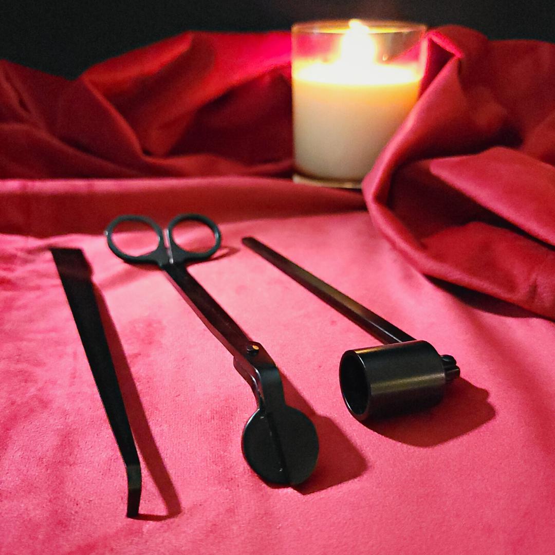 Candle Accessories Set with Wick Dipper, Wick Trimmer, Bell Snuffer,  Lighter and Candle Tray