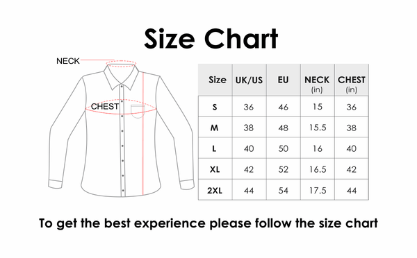 International Size Chart Mens Shirts