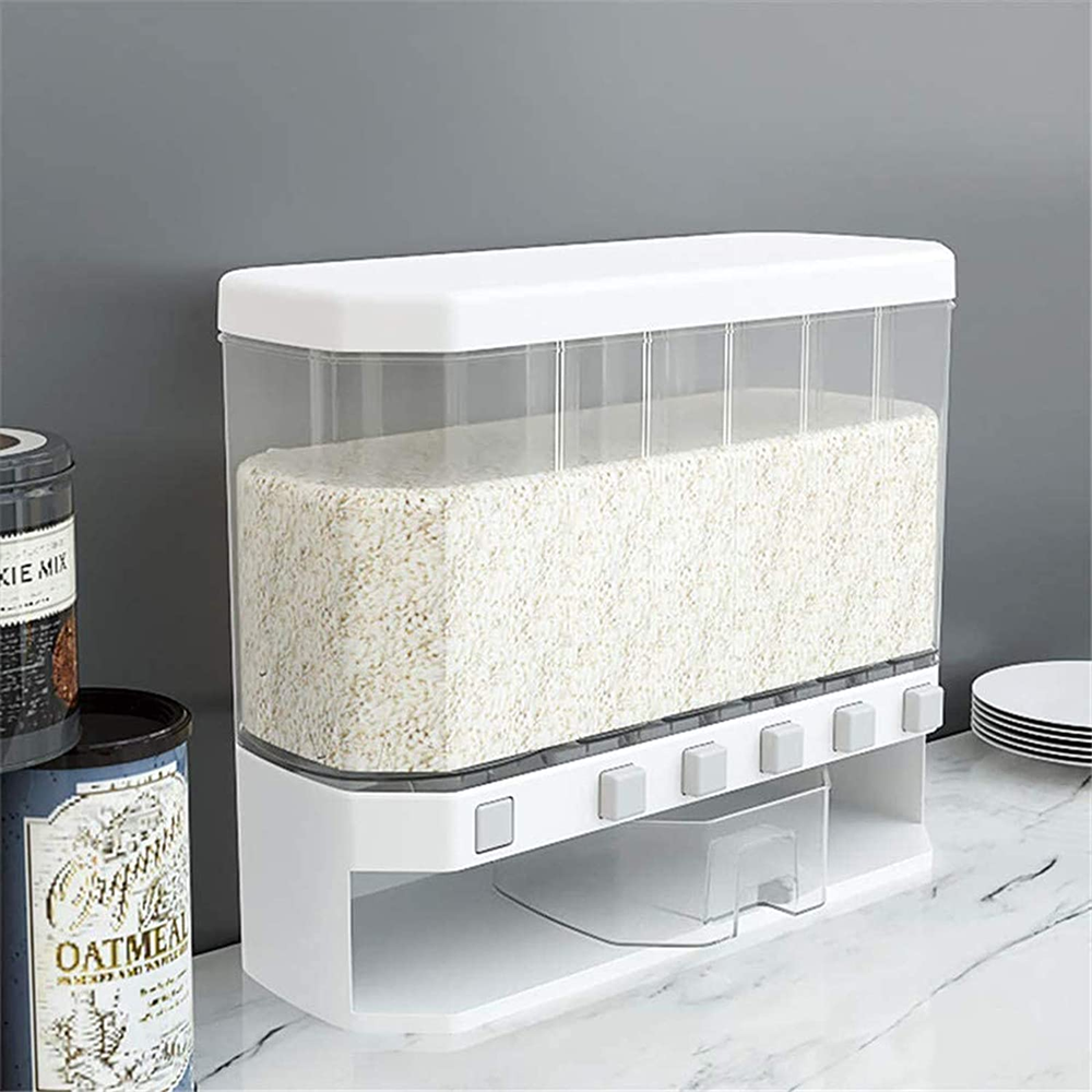 Wall Mounted Food Dispenser  Rice Bucket Whole Grains Dry Food Dispenser Storage Box for Kitchen Dry Food Fruit Storage