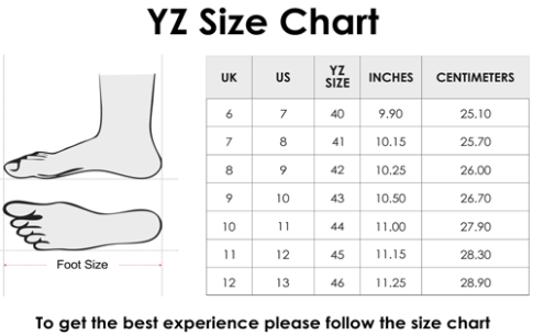 mens sandal size chart