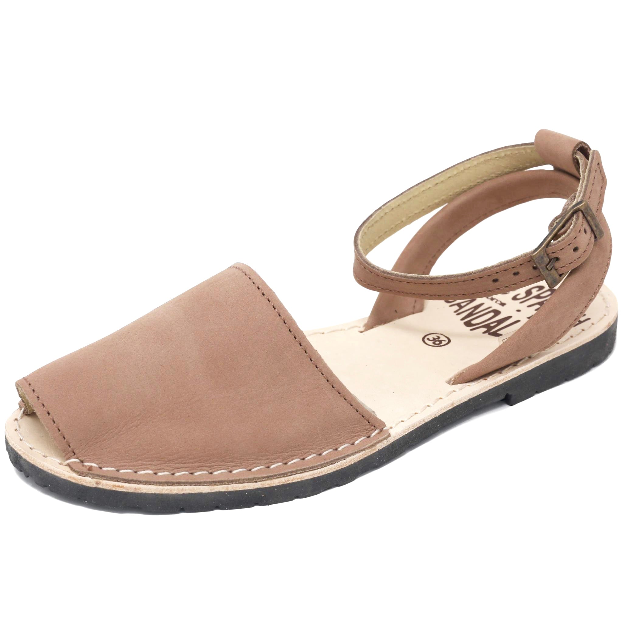 Tan nubuck sandals with strap - The Spanish Sandal Company
