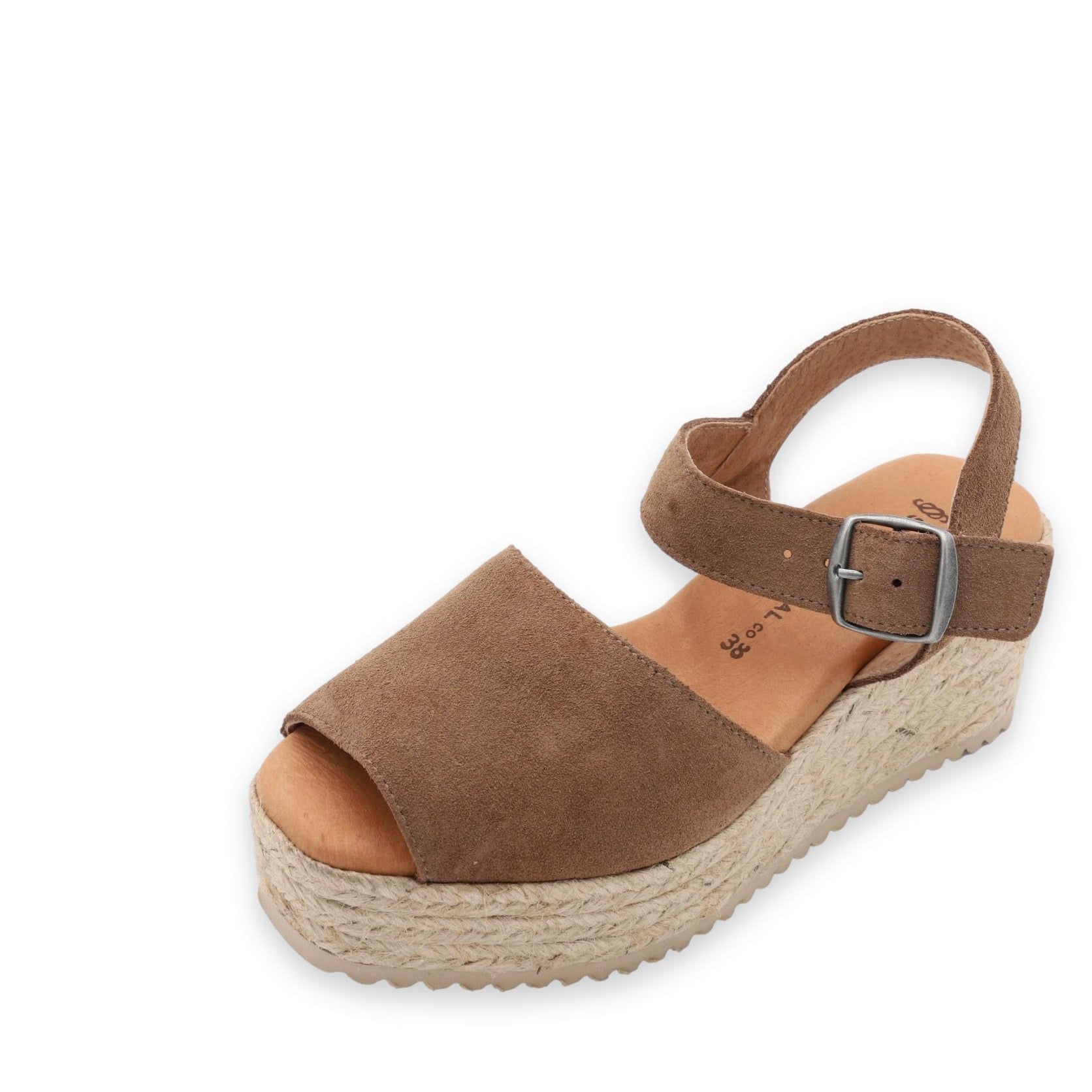 Tan nubuck espadrille wedges - The Spanish Sandal Company