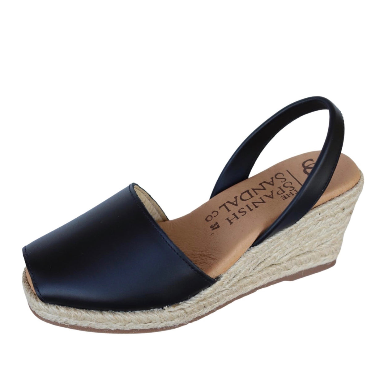 Black espadrille wedge sandals CLOUD - The Spanish Sandal Company