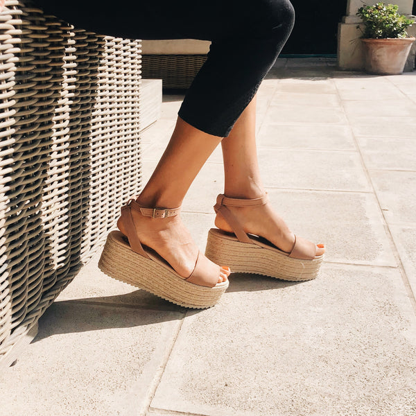 Terracotta nubuck platform sandals - The Spanish Sandal Company