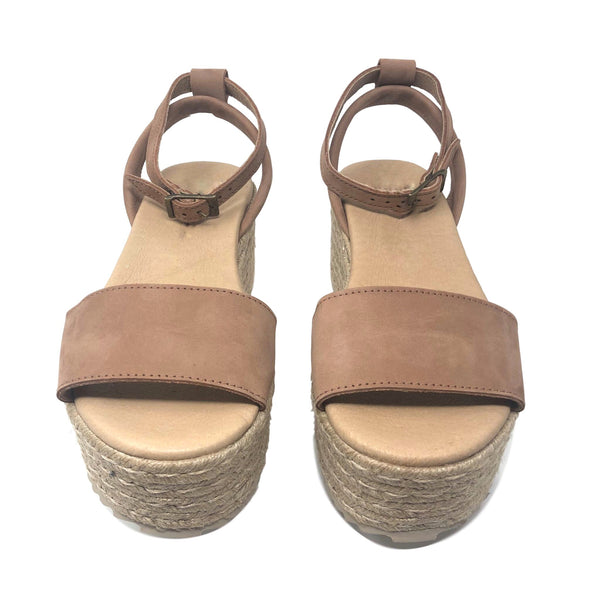 Terracotta nubuck platform sandals - The Spanish Sandal Company