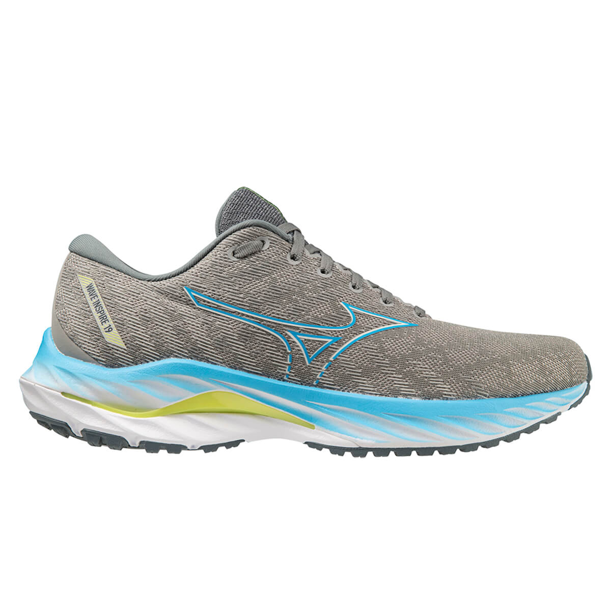 Mizuno Wave Inspire 19 Mens | Ggray/jblue/bolt2neon - Grey