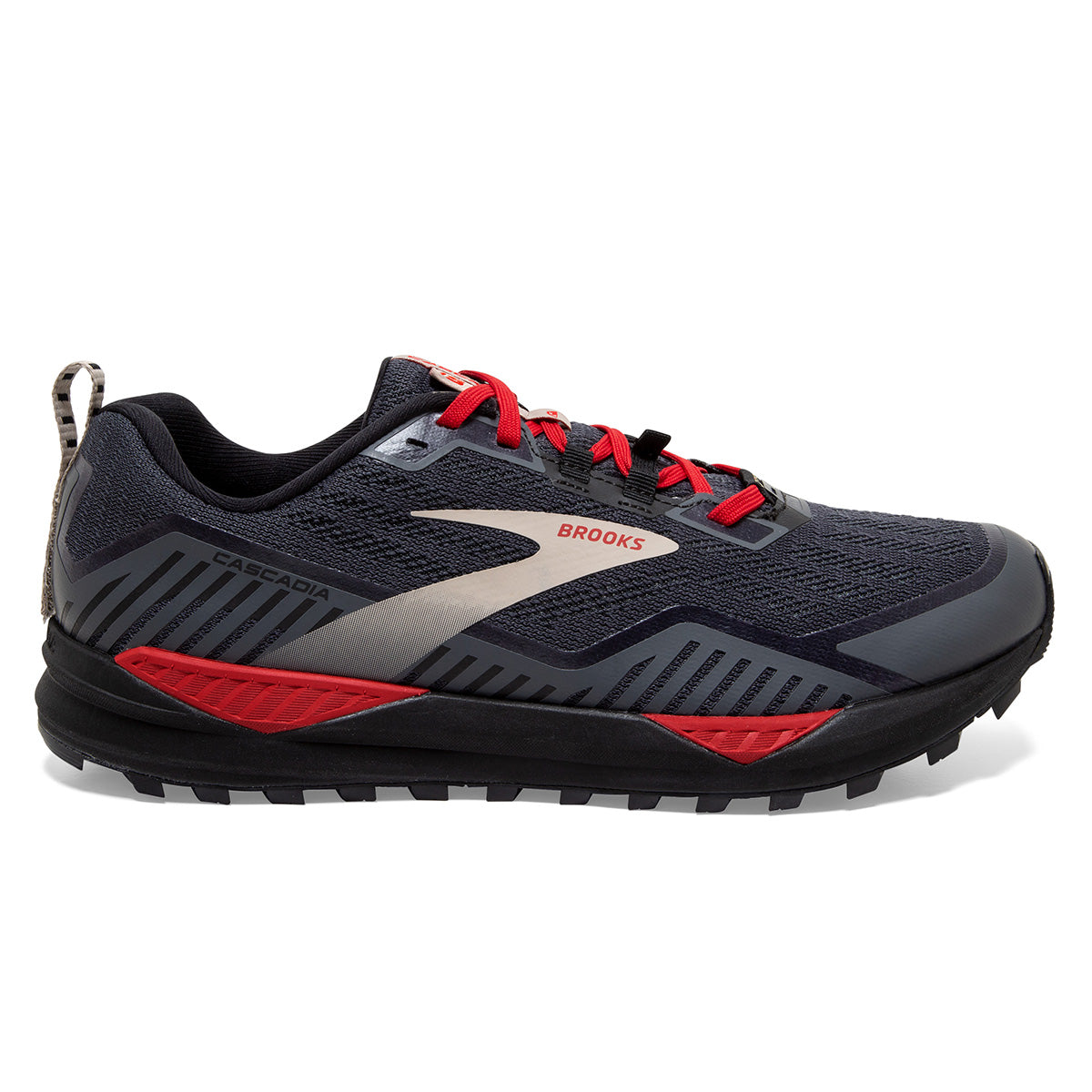 Brooks Cascadia GTX 15 Mens | Black/ebony/red | Alexandra Sports