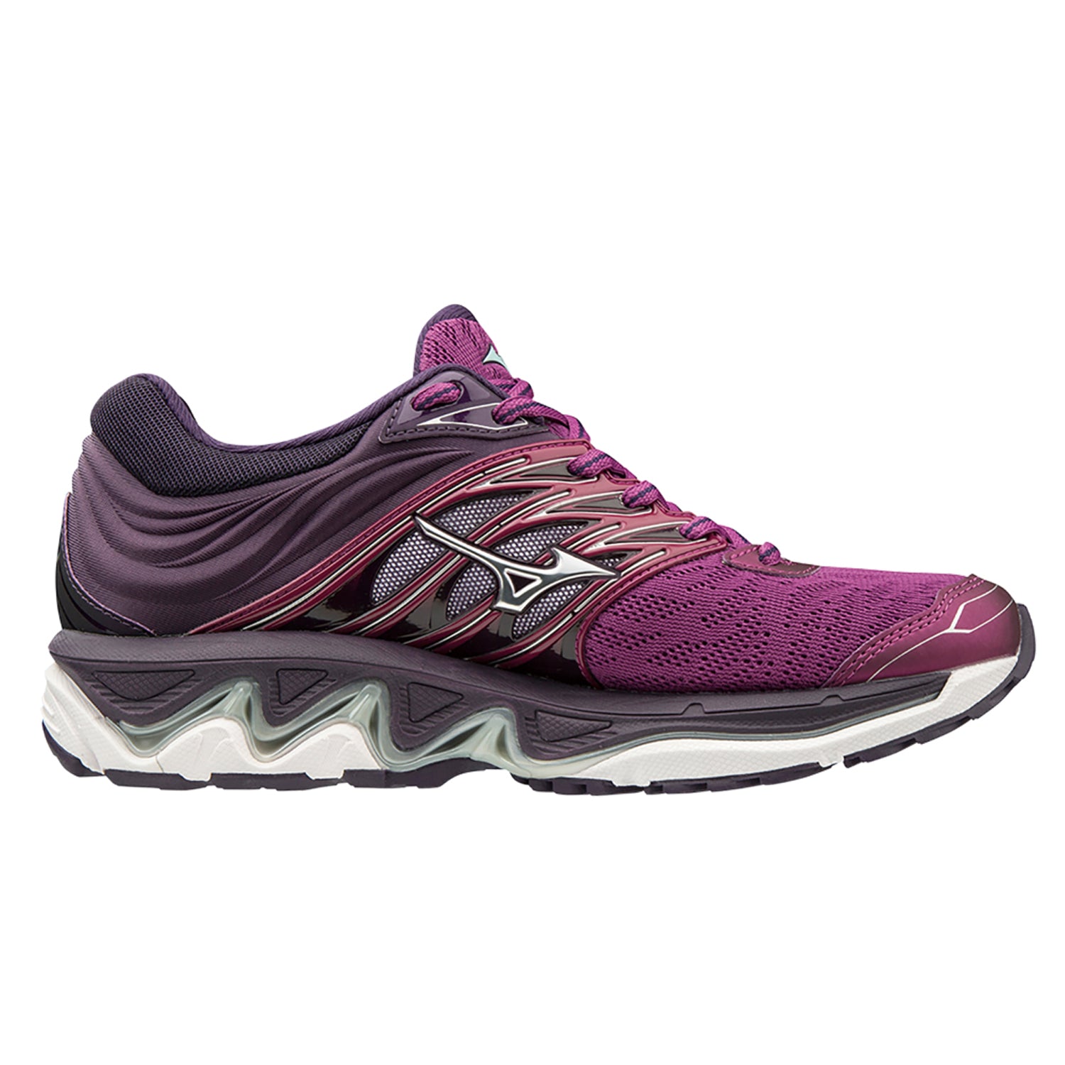 Mizuno Wave Paradox 5 Womens | Pwine/Silver/Mysterioso - Purple