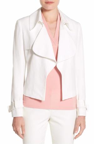 white linen short jacket