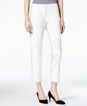 white cropped skinny trousers