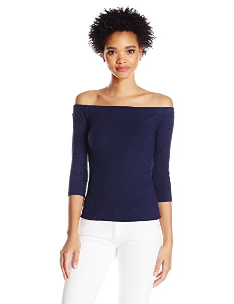 GUESS Women's Gibson Off-The-Shoulder Top Peacoat L