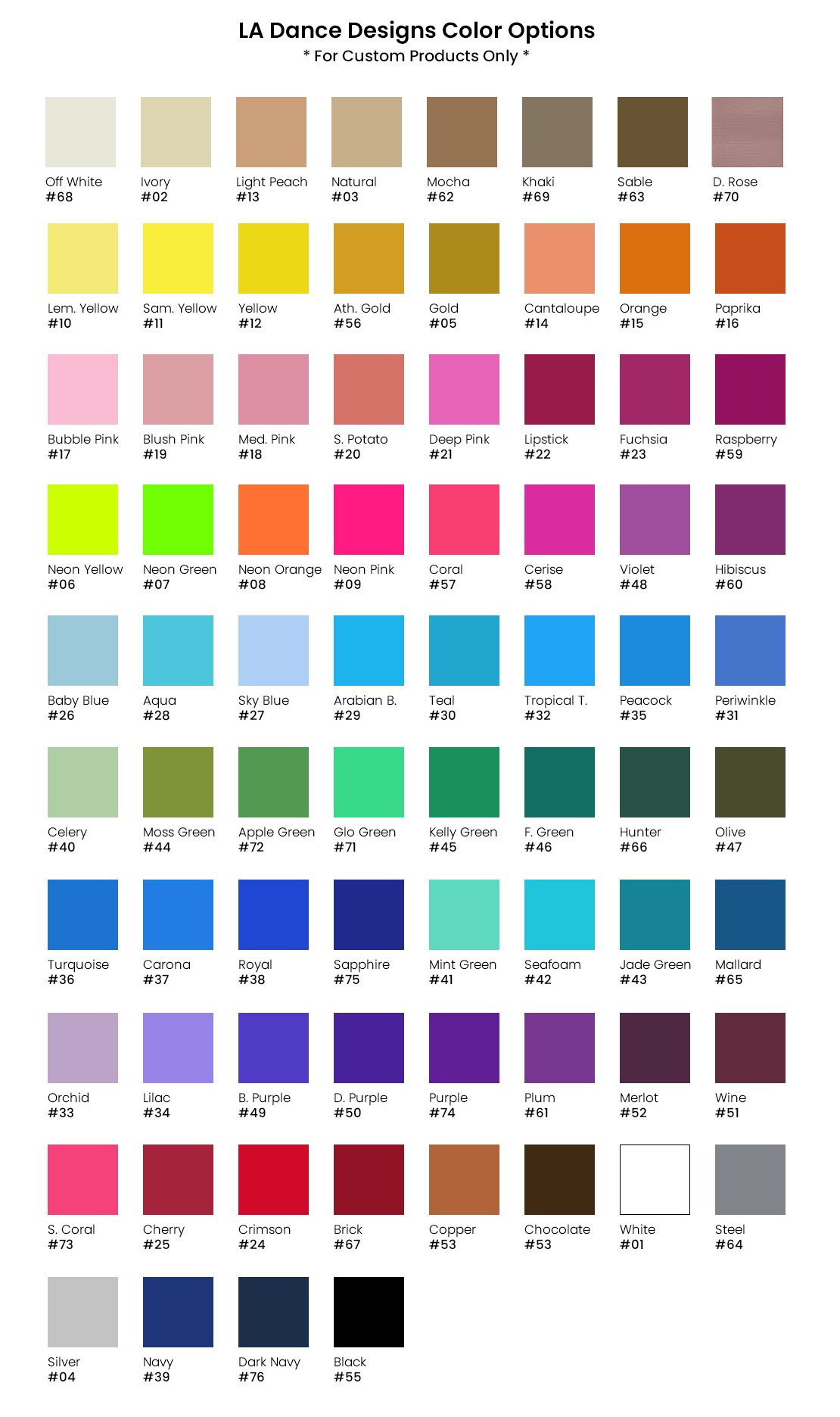 Color Options – LA Dance Designs