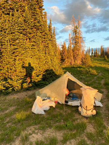 Camp at sunset