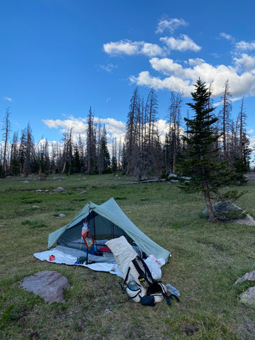 camp in a meadow