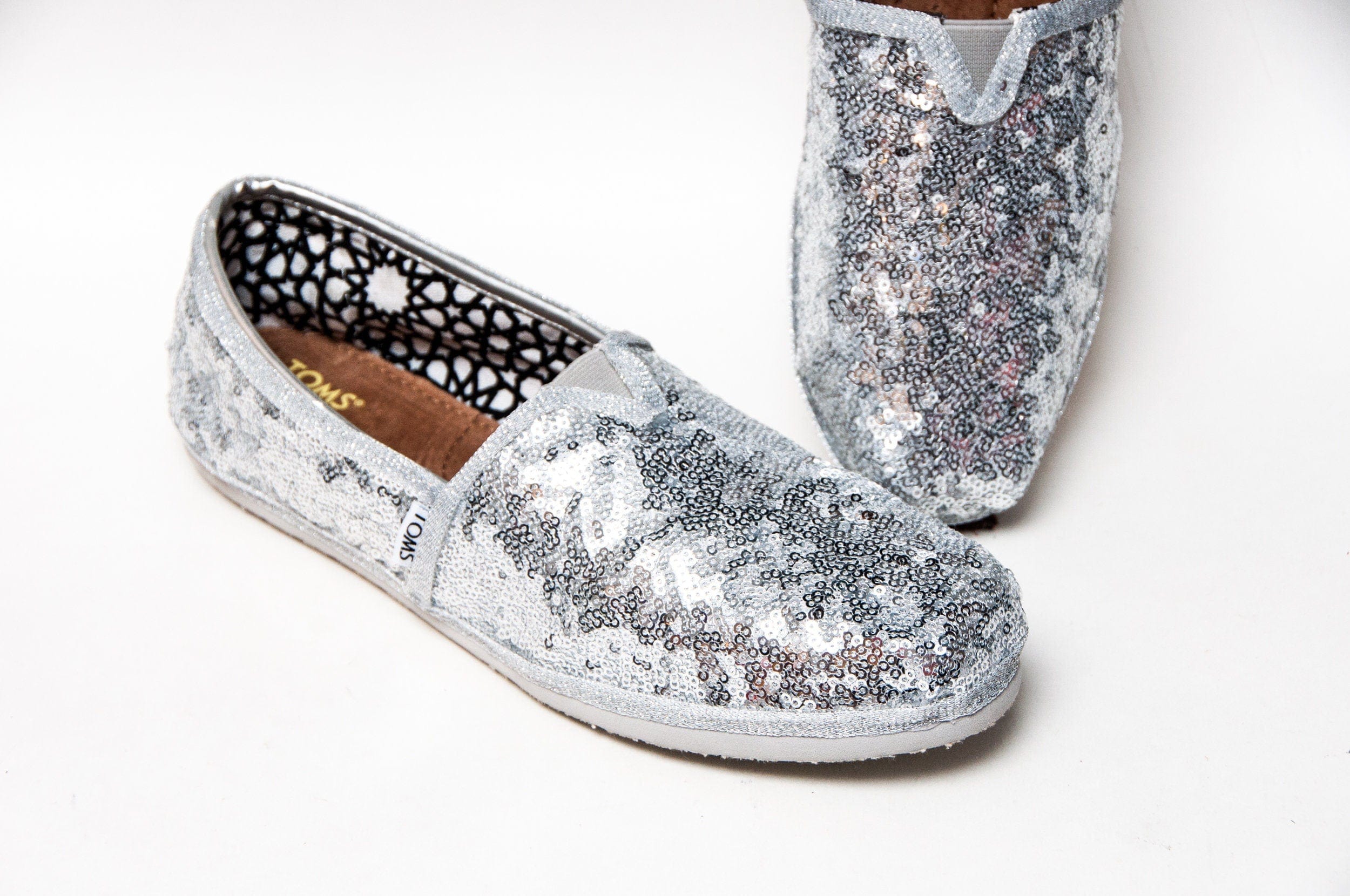 Silver Starlight Sequin Slip On Shoes | Princess Pumps: Custom Shoes & More