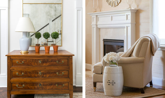 entryway | roll arm sofa in living room | | interior design by Grant K. Gibson