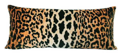 Leopard Velvet long lumbar for bed | Arianna Belle Designer Pillows