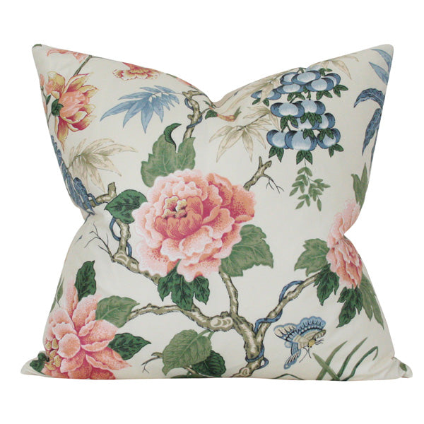 Mughal Flower Monsoon Blue and Green Designer Pillow – Arianna Belle