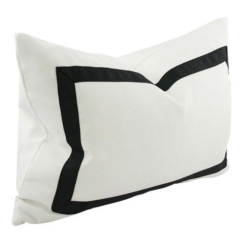 Solid White With Grosgrain Ribbon Border Lumbar Designer Pillow